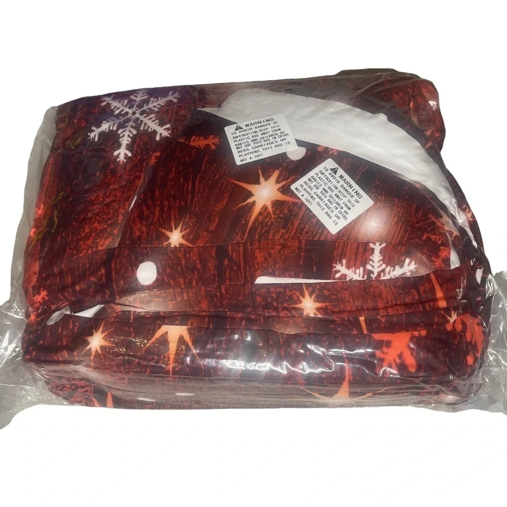 NEW Festive Red Snowflake Holiday Blanket King Comforter & 2 Pillowcases